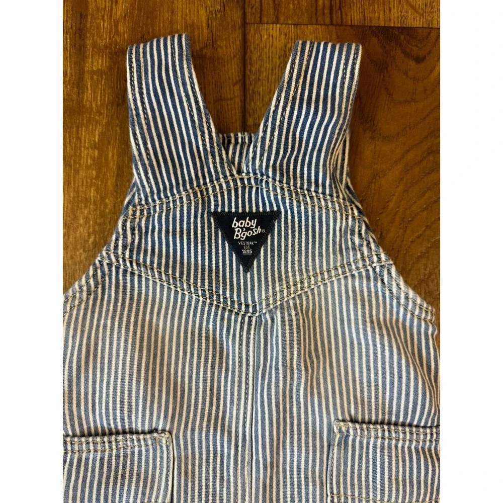 Oshkosh B'Gosh Overalls Baby 12‎ Months Blue Striped Soft Jogger Style Engineer